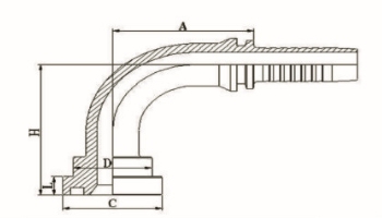 90° SAE 法兰 3000PSI ISO 12151-3-SAE J516