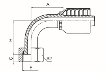 90°公制内螺纹平面 参考 REF GB/T 9065.3